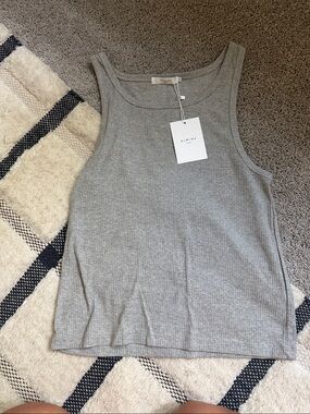 Almina Ribbed Heather Gray Tank Top